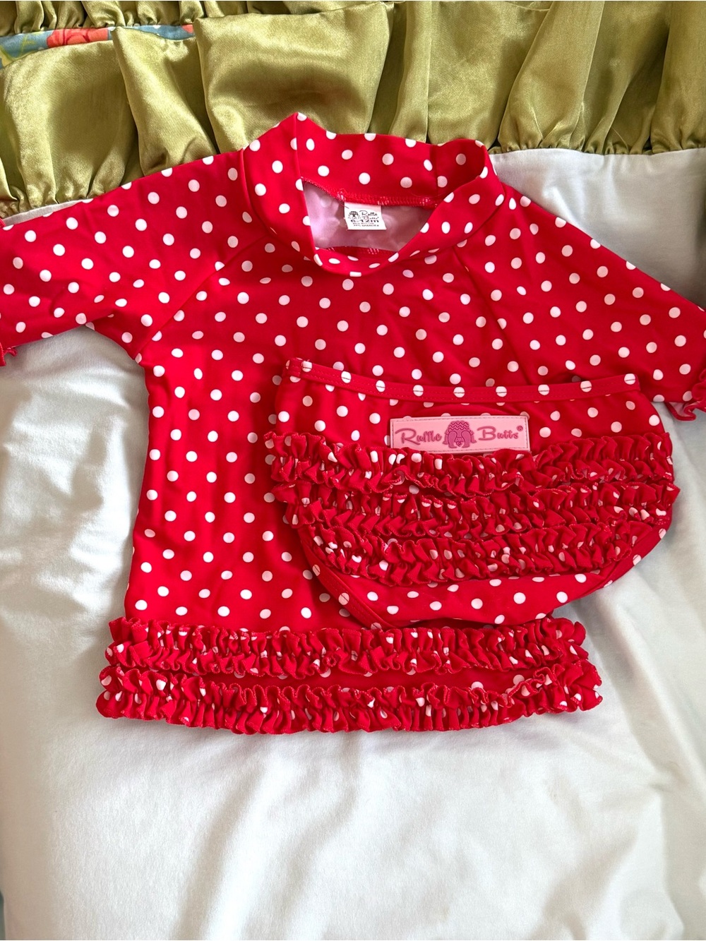 Ruffle Butts Red with White Polka Dot Ruffle Swim Set